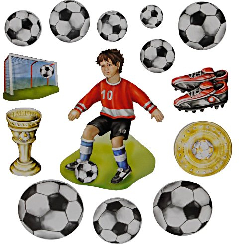 alles-meine.de GmbH 15 TLG. Set 3-D ! Wandtattoo/XL Sticker aus Pappe - Fußball Fussballer Sport selbstklebend Aufkleber/Wandsticker für Jungen