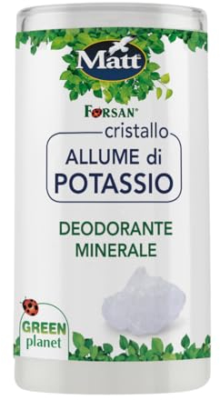 Matt Forsan, Cristallo Allume di Potassio, Deodorante Minerale, di Origine Naturale e Senza Profumo, Non Unge e Non Macchia, 120 g