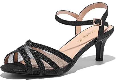 DREAM PAIRS Sandalia Vestir Tacón Alto,Negro,43