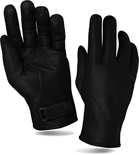 Geffütterte Lederhandschuhe Größe S - XXL in Schwarz oder Grau, Farbe :Schwarz, Handschuhe Größen:L / 9