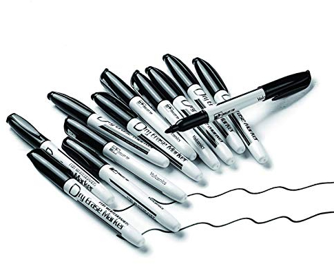 Volcanics Whiteboard-Marker Stifte 12er Set Glasboard Marker Rückstandsfrei Boardmarker Fein (Schwarz)