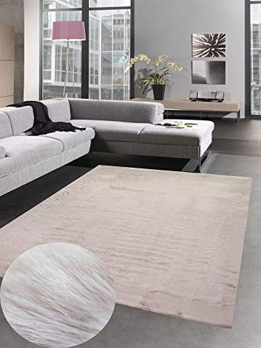 CARPETIA Teppich Rabbit Kunstfell Hochflorteppich Faux Fur rosa Größe 120 cm Rund