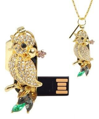 Unbrand Memory Stick Sveglio Pen Drive portat Flash Drive Flash Disk Parrot Gioielli A Forma di Diamante della Collana di Stile USB Disco Penna Flash Drive di archiviazione Dati (Color : Color3)
