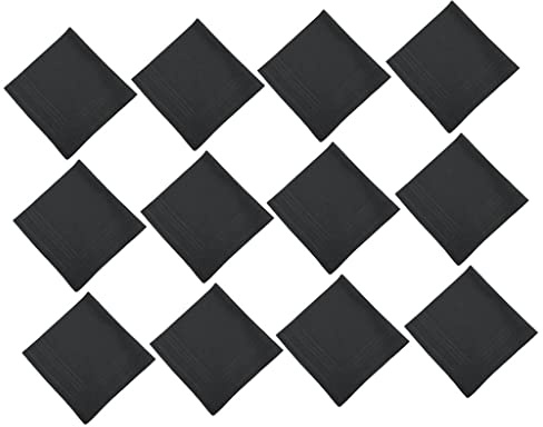 F Fityle 12 pcs Herren Taschentücher Stofftaschentücher aus Baumwolle Retro Plaid Design, Schwarz, 43 x 43 cm