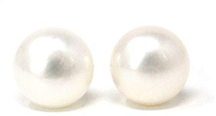 Catherine's C O L L E C T I O N 9 ct Yellow Gold 8-8.5mm White Pearl Earrings - Freshwater Cultured Button Shape Pearl Stud Earrings Pair - Butterfly Backing for Pierced Ears – Hand Finished in UK