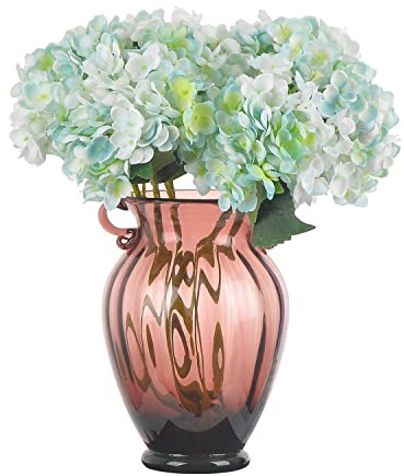 cn-Knight Hortensias artificiales de 45,7 cm de largo con tallo de seda y hortensias para decoración del hogar, centros de mesa, ramo de novia (apenas azul)