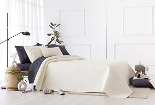 Todocama Copriletto trapuntato sottile con motivo piqué, per primavera, estate, autunno e inverno, 100% microfibra extra morbido, Copriletto multiuso, Letto 80/90 - 180x260cm, Beige