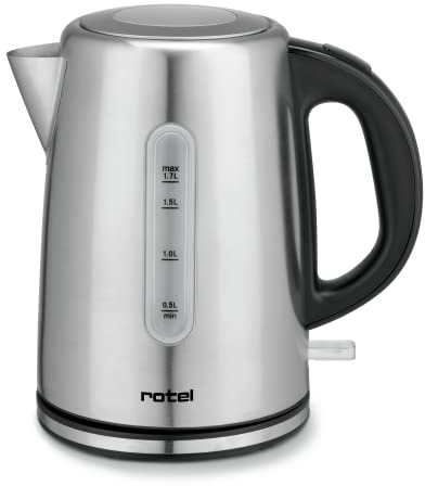 Rotel 1282250 Bouilloire électrique INOX sans Fil, Bouilloire sans Fil, Bouilloire électrique, Acier Inoxydable, Plastique, 23,5 x 15,6 x 23,3 cm, Gris | Eau chaude rapide, Inox et plastique, Format 23,5 cm, Sans fil pratique, Entretien simple