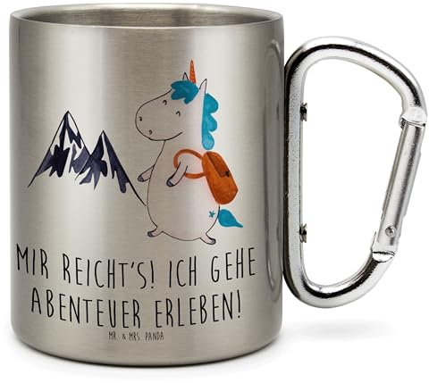 Mr. & Mrs. Panda Thermobecher Einhorn Bergsteiger - Geschenk, Urlaub, thermotasse, Trinkbecher Edelstahl, Berge, Teetasse, Einhörner, Unicorn, isoliertasse, Weltenbummler
