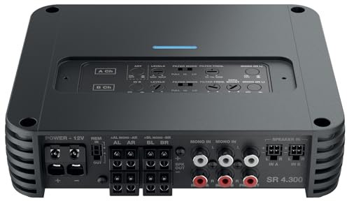 Audison SR 4.300 - Amplificatore a 4 canali in Classe D per auto, erogazione stabile 4x130W RMS su 4 ohm, compatto e ad alta efficienza per configurazioni full-range o bi-amplificate