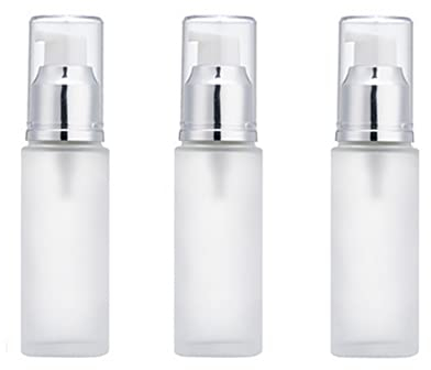 3 Stück 30 ml leer, nachfüllbares, transparentes Milchglas, Kosmetikflaschen, Reise-Toilettenartikel, Behälter, Pumpspender, Fläschchen, Topfgläser