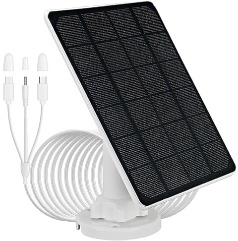 Panel solar de 5 V-3 W para cámara de seguridad con conectores micorUSB/Type-C/DC3513, IP65 impermeable, cable de carga de 3 m, compatible con Reolink argus3/3pro/pt altru/2/2E/eco/pro/pt 2k/pt/go/go