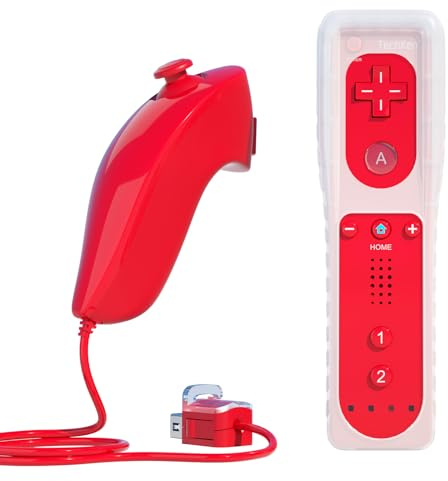 Telecomando per Wii, TechKen Remote Controller e Nunchuck (rosso)