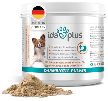 Ida Plus Darmbiotic Pulver – Probiotika zur Darmsanierung für den Hund + Präbiotika - Darmflora aufbauen nach Durchfall - gesunde aktive Darmbakterien – Immunsystem – Regulierung Verdauung – 180g