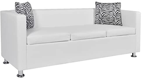 Camerina 3-Sitzer-Sofa Kunstleder Weiß Sofa Mit Schlaffunktion Kleines Sofa Sofa 3 Seater and 2 Seater