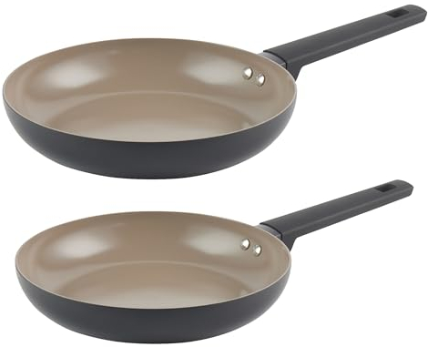 Salter COMBO-9156 Ceramic Frying Pan Set – 2 Piece 24/28 cm Recycled Aluminium Body, Healthy PFOA & PFAS-Free Non-Stick Coating, Induction, Soft Touch Stay Cool Handle, Egg/Omelette Cooking Pans