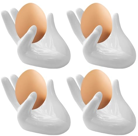 liuer Huevera, 4PCS Sostenedor Tazas del Huevo,Huevos Taza,Cerámica Huevera para el Desayuno,para Hueveras de Forma de Pollo Tazas De Hueveras para Contener Huevo Desayuno Saludable