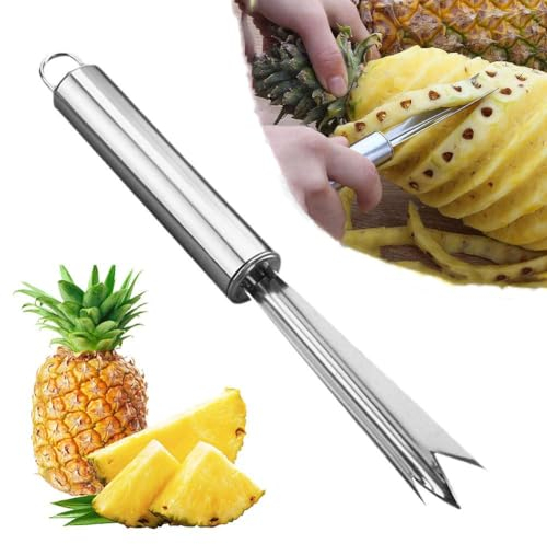 Sbucciatore per ananas in acciaio inossidabile, per rimuovere semi di ananas, in acciaio inox, a forma di V, strumento per rimuovere il torsolo per fragole e pomodori (1 pezzo)