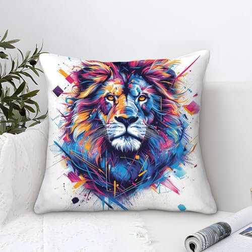 3D Printed Lion Square Pillowcases Pillow Case Cushion Decorative Super Soft Pack of 1 for Sofa Couch Bed 40x40cm