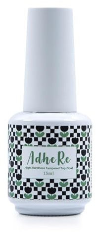 ADHERE Alta Durezza Top Coat Temperato - 15ML Top Coat Smalto per unghie in gel, finitura lucida in gel trasparente e lunga durata, Soak Off Lampada per Unghie Gel, per fai da te e salone per unghie