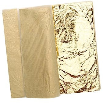 IWOWHERO 100blätter Gold Imitat Für Kunst Und Handwerk Dekoration Und Vergoldung Basteln Und Rahmen Blattgoldblätter Zubehör Für Blattgoldarbeiten
