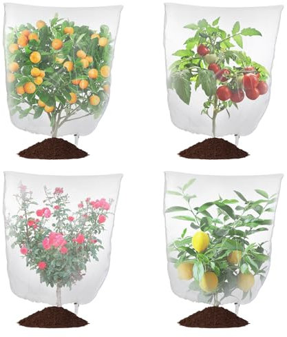 Fippy 4PCS Fruit Tree Netting Bird Insect Protection with Zipper, 70 X 100 cm Garden Insect Bird Barrier Netting Mesh for Blueberry Bush Flower Strawberry Tomatoes