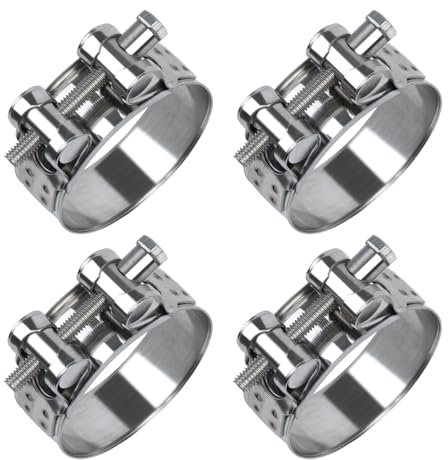 ilauke Hose Clips 4Pcs, Adjustable 26-28 mm Hose Clamps 304 Stainless Steel Bolt Clip, Exhaust Pipe Clamp Width 18mm Heavy Duty Tube Clamps for Pipe Tube Attachment