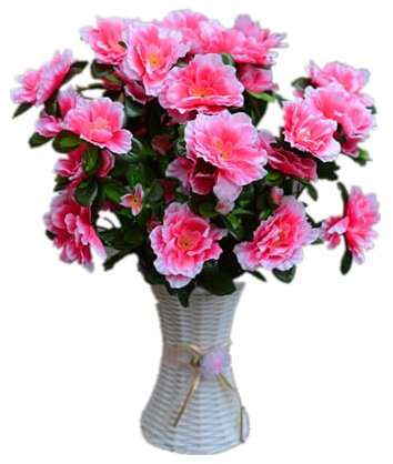 Aflorshope 4 Stücke Künstliche Rhododendron Blume Azalee Bouquet für Außendekoration, Realistische Blume UV-beständig für Garten, Terrasse, Veranda Dekor (Rosa)