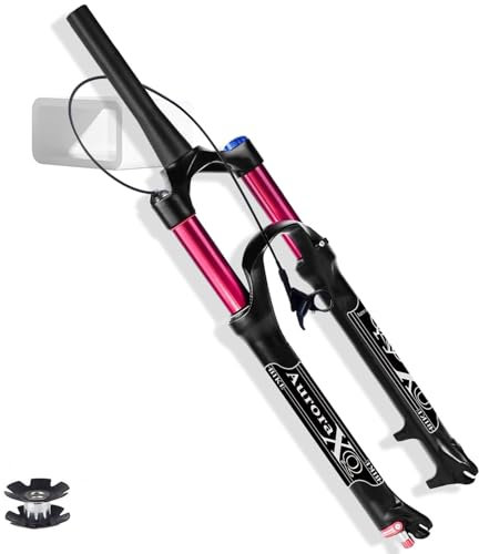 AuroraXQ 26/27,5/29 Zoll Fahrrad Luft MTB Vorderrad Gabel, 140mm Federweg Leicht Legierung 1-1/8 Mountainbike Federgabel 9mm QR for 1.5-2.45 Reifen(Tapered Remote,26)