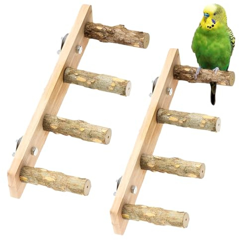 Honicemar 2 Pz Posatoi in Legno per Gabbia per Uccelli Supporto per Uccelli Giocattolo Scale per Pappagalli, Posatoio per Pappagalli Piccoli e Medi Favorisce l’Esercizio Fisico e il Benessere Mentale