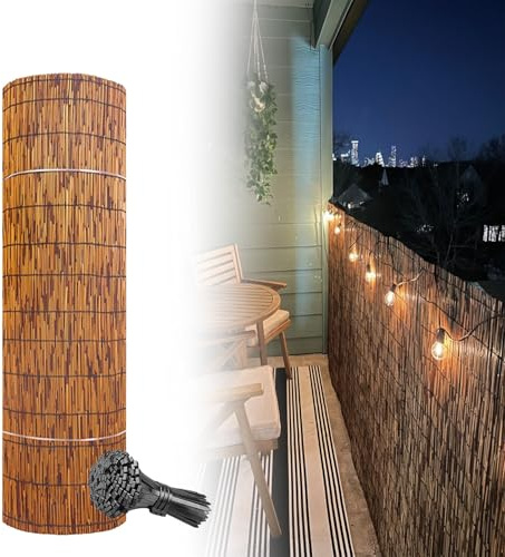 Genérico Jardin Bambu Valla Rollo, Natural Cerca de Caña, Balcón Blackout Valla de Bambú, Ocultacion Cañizo Cerca para Ocultación y Decoración Ambientes(100 * 1200cm)