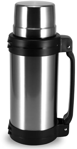 Large Flask for Hot Drink, 2 L Stainless Steel Travel Flask with Cup | Leak-Proof, BPA-Free Vacuum Insulated Bottle for Outdoor Sports Hiking Long-Distance Cargo Truck Driver (Stainless Steel)