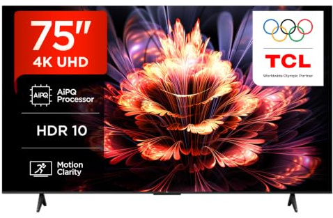 TCL 75P69K TV LED Direct da 75, TV HDR 4K, Smart TV con tecnologia Google TV (Dolby Audio, Motion Clarity, compatibile con Google Assistant e Alexa)