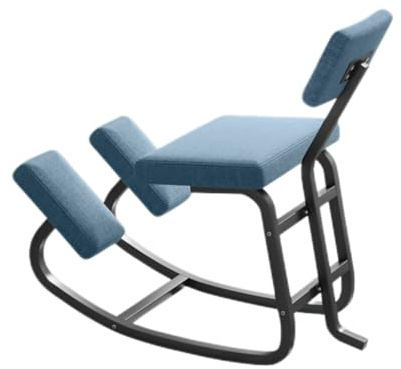 Generisch Ergonomischer Kniestuhl mit dickem Schaumstoffkissen, Kniestuhl mit gepolsterter Rückenlehne, for eine bessere Körperhaltung und Beinzirkulation(Blue,85x45x78cm-Black)