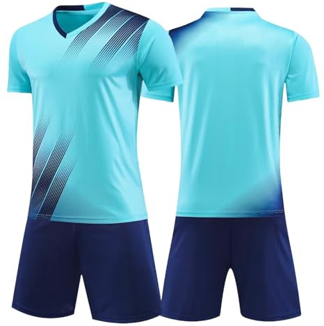 Keyck Conjunto Fútbol Niño, Secado Rápido Camiseta y Pantalón 7-13 Años | Equipación de Entrenamiento 2 Piezas, Ropa Deportiva para Entrenamiento y Partido Regalo de Fútbol Running para Niños