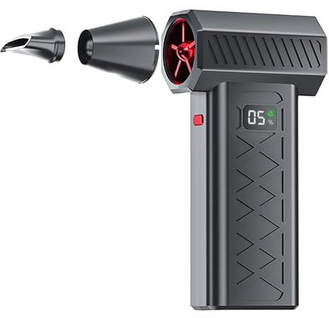 Soplador de Polvo Eléctric,Plumero de Aire Comprimido,130000 RPM,6 Velocidades Potente,6000mAh Batería Recargable,luz LED,LCD y Martillo de Seguridad,para Computadora,Teclado,Casa,Exterior y Coche