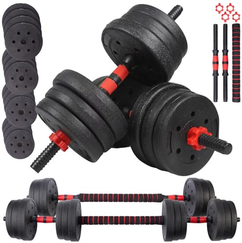 PEARL Sports Hantel: 2in1-Kurz- und Langhantel-Set, 29 kg, verstellbar, Sternverschlüsse (Kurzhantel, Hanteln verstellbar, lang)