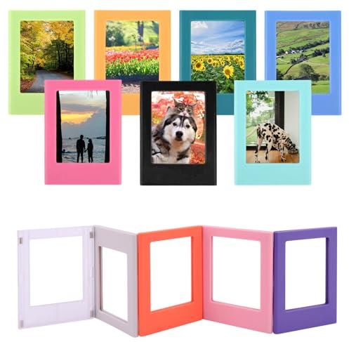 Penitue 12pcs Magnetic Picture Frame, 8.8x6.5cm/3.5x2.5in Wallet Size Magnetic Photo Frames Table Fridge Mini Photo Holder Magnet for School Office Home Decor (12 Colors)