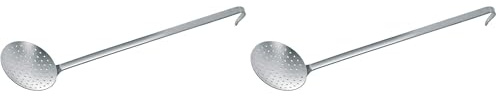 Piazza - Schiumarola in Acciaio Inox da Cucina (Diametro 10cm) con Comodo e Pratico Manico. Mestolo per Friggere Cibo e Scolapasta, Spaghetti, Noodles, Verdure (Confezione da 2)