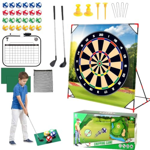 Juego de minigolf, juguetes de golf para niños y adultos, mini maletín de golf, juego de chipping, juego de entrenamiento de golf con 2 palos de golf y 24 pelotas, juego de golf para casa, interior y