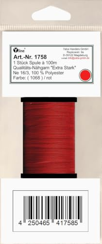 1 Stück Spule a. 100m Qualitäts - Nähgarn, Extra-Stark, Farb-Nr.1068 rot, Ne 16/3, 100% Polyester für die Nähmaschine Garn, (0,06 € / m), 1758