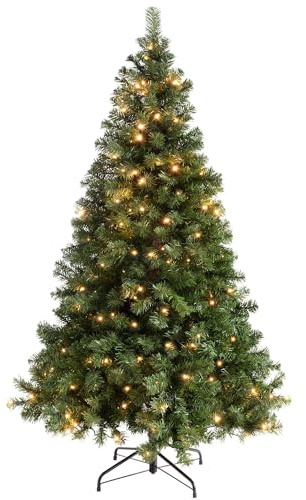 WeRChristmas Pre-Lit Spruce Multi-Function Christmas Tree with 200 LED Lights, 6 feet/1.8 m - Green