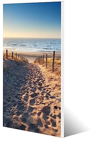 banjado® Magnettafel 37 x 78cm / Magnetwand aus Metall/Magnetpinnwand als Memoboard/Pinnwand Magnettafel Küche, Büro, Kinderzimmer inkl. 4 Magnete & Montageset - Motiv Nordseestrand