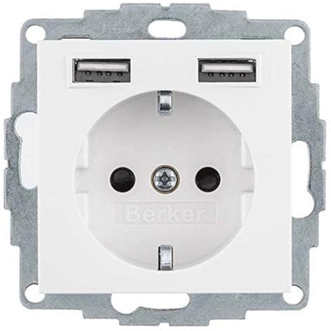 Berker Steckdose SCHUKO/USB 48031909 S.1, polarweiß mt. S.1 Steckdose 4011334510529