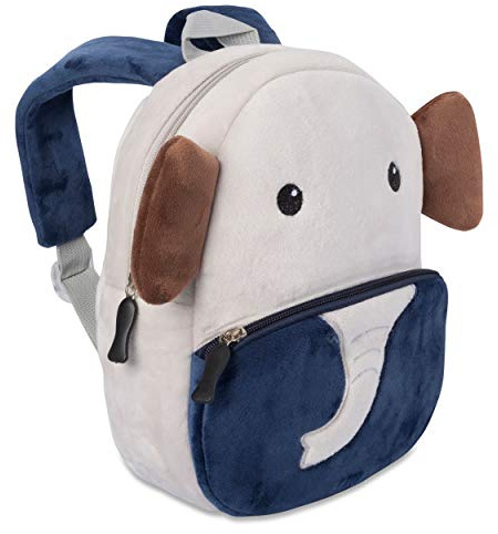 all Kids United® Kita Rucksack ab 1 Jahr, 190g Elefant Tierrucksack | Ergonomisch & rückenfreundlich, abnehmbare Sicherheitsleine, flauschiger Baby Krippenrucksack für 2-3 Jahre, 20x20x12 cm