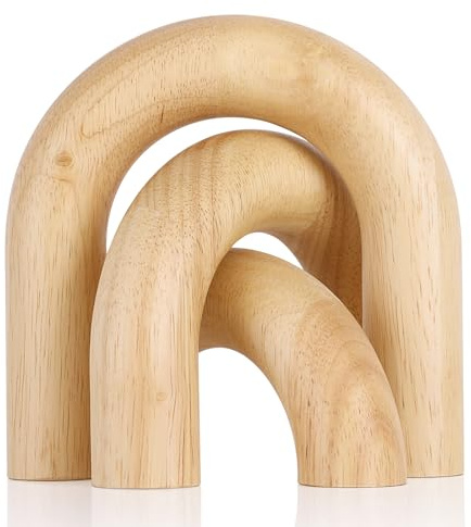 XMGZQ Deko Figuren für Wohnzimmer,Holzfarbe Regal Dekor,Wohnzimmer Zubehör,Zimmer,Schlafzimmer,Büro,Bücherregal,Skandinavische Deko,Moderne Skulptur Deko,Moderner geometrischer Würfel Skulptur
