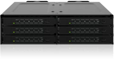 ICY DOCK ToughArmor MB118VP-B – Rack móvil/Rack Enclosure / Backplane Cage para 6 x U.2 / U.3 NVMe PCIe 4.0 SSD con 3 Conectores SlimSAS 8i (SFF-8654) en 1 bahía metálica de 5,25