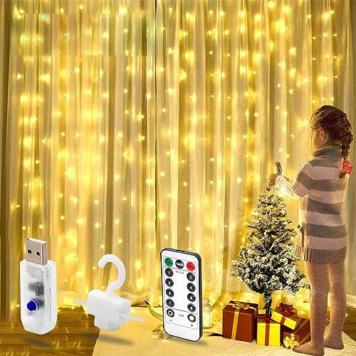 Aatif.L 2023 Upgraded Curtain Fairy Lights, LED Window String Light with 16 Colors, 3m x 2m Copper Wire Connectable Waterproof Lights for Indoor Outdoor Bedroom Wedding Party Gazebo Garden
