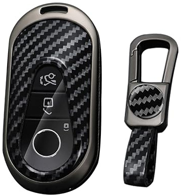 KUNIO Coque de clé de Voiture Convient pour Mercedes Benz Classe C W206 Classe S W223 C200 GLC 2023 2022 2021 2020 Protection Métal Keyless Keycover Porte-clés B Noir