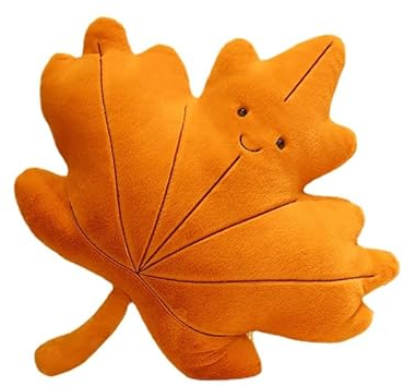 ALOEU Leaves Plush Pillow Kawaii Maple Leaf Ginkgo Soft Plant Cushion for Home Sofa Decor (B)